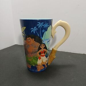 Moana 3D Mug Official Disney Store 6" Tall Maui Fish Hook Handle Coffee Cup